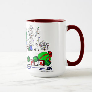 O cavalo feliz cultiva a caneca dos desenhos
