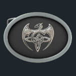 O céltico Trine do dragão de prata e preto ata a<br><div class="desc">Um dragão branco de prata brilhante bonito com as asas espalhadas e decoradas com três nós aguçado,  o corpo que espirala em um terceiro nó triplo em um fundo preto.</div>