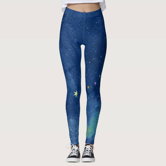 O céu estrelado Capri Leggings (Frente)