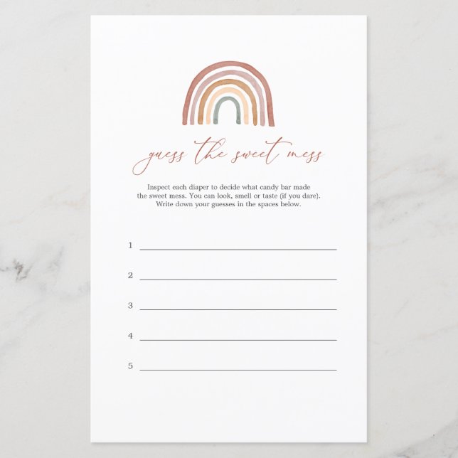 O Chá de fraldas Arco-Íris Adivinha O Jogo Do Bebê (Frente)