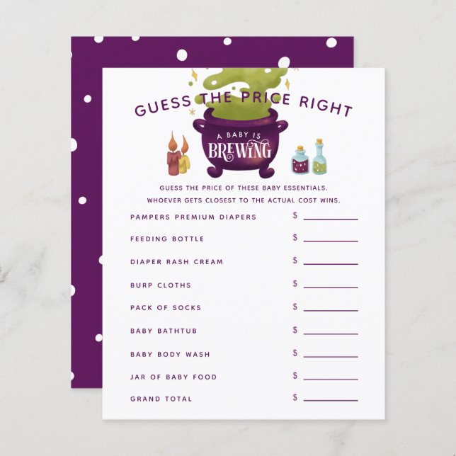 O Chá de fraldas da Bruxa de Caldeirão adivinha o  (Frente/Verso)