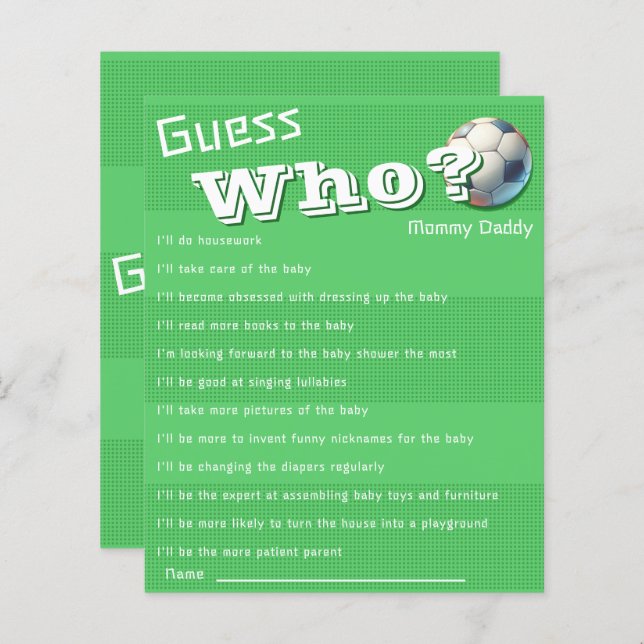 O Chá de fraldas Do Bebê De Futebol Adivinha Quem  (Frente/Verso)