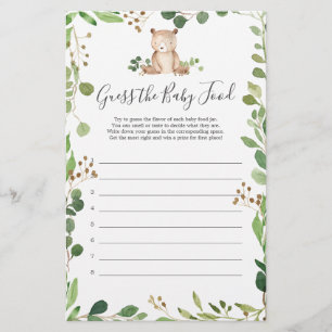 O Chá de fraldas Do Urso Adivinha A Comida Do Bebê