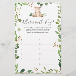 O Chá de fraldas do Urso adivinha o que há no jogo