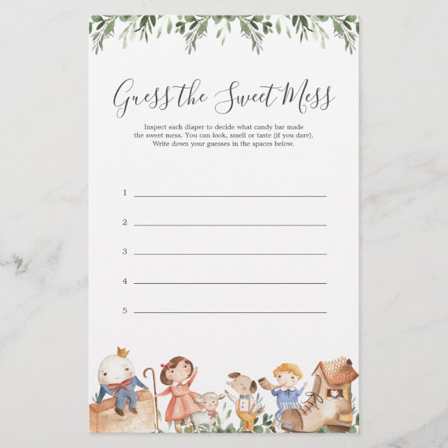 O Chá de fraldas Rhymes Parece Que A Doce Mess (Frente)