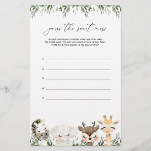 O Chá de fraldas Safari Adivinha O Jogo Da Mess Do