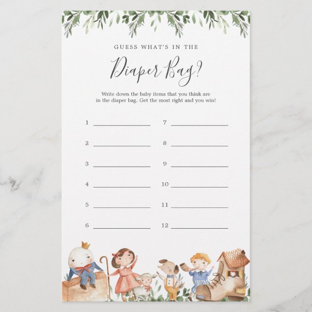 O Chá de fraldas Safari adivinha o que há na Frald (Frente)