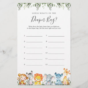 O Chá de fraldas Safari adivinha o que há na Frald