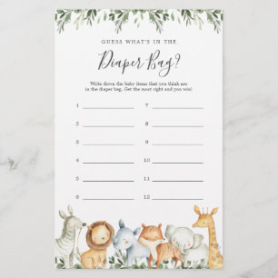 O Chá de fraldas Safari adivinha o que há na Frald