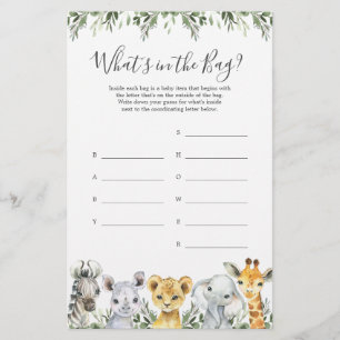 O Chá de fraldas Safari adivinha o que há no jogo