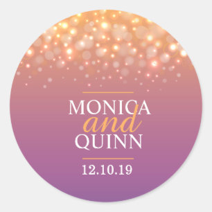 O champanhe moderno borbulha o adesivo de casament