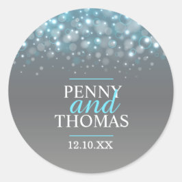 O champanhe moderno borbulha o adesivo de casament