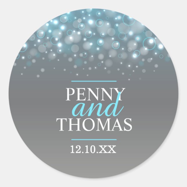 O champanhe moderno borbulha o adesivo de casament (Frente)