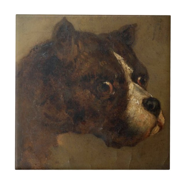 O Chefe de um Bulldog (por Théodore Géricault) (Frente)