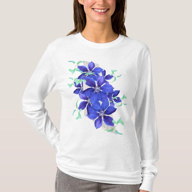 O Clematis roxo floresce a camisa da celebração (Frente)
