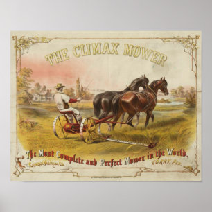 O Climax Mower Ad Vintage Art Poster