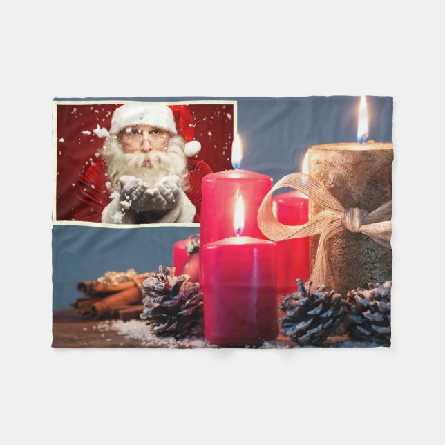 O cobertor de natal personalizado da FOTO (Frente (Horizontal))