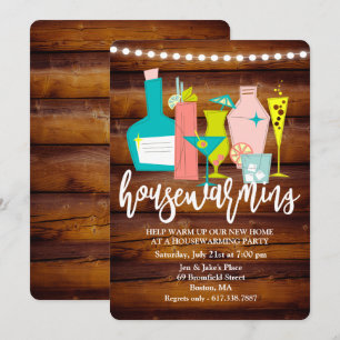 O cocktail retro bebe o convite do Housewarming