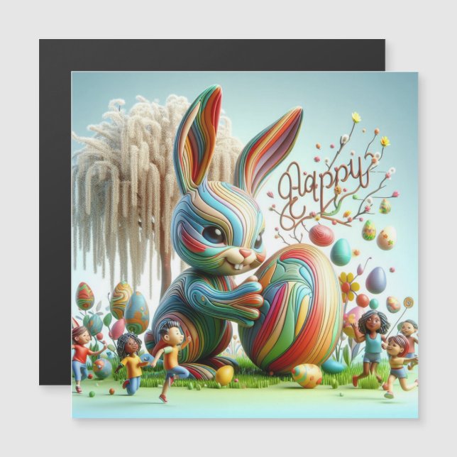 O coelho da Páscoa Abstrato sorriu (Frente/Verso)