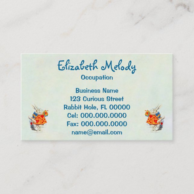 O coelho em Alice no cartão de visita do ~ do país (Frente)