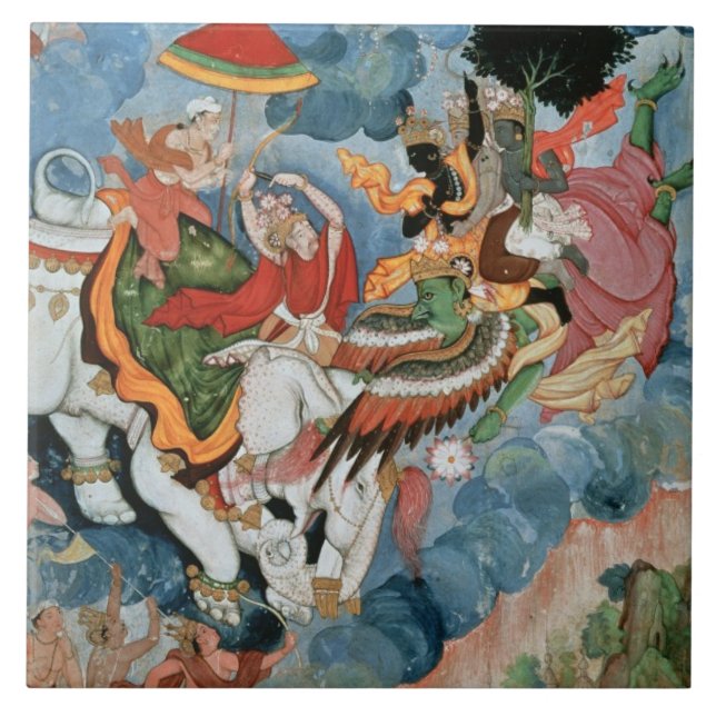 O combate de Krishna com Indra, c.1590 (Frente)