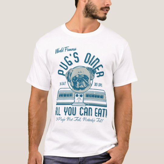 O comensal retro do Pug do estilo do 50 do vintage Camiseta