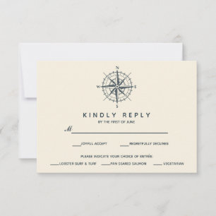 O Compass Azul   Seleção de refeição RSVP de Casam