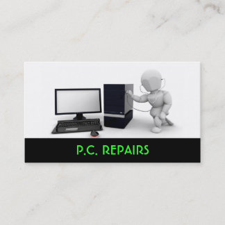 O computador repara o cartão de visita
