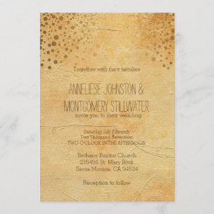 O confete Dourado à moda pontilha o convite do