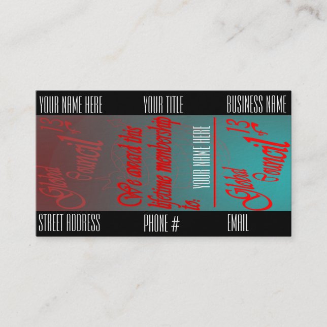 O Conselho do cartão de visita de 13 membros (Frente)