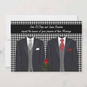 O convite alegre do casamento com dois smoking e