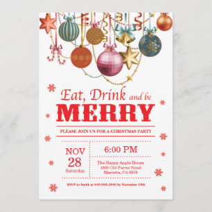 O convite da festa natalícia do Natal come a feli