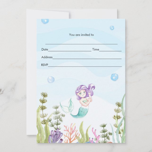 O convite da sereia preenche a aguarela (Frente)