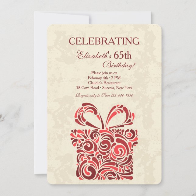 O Convite de aniversário atual (Frente)