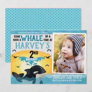 O convite de aniversário da baleia da orca convid