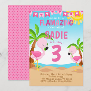 O convite de aniversário do flamingo convida