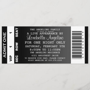 O Convite de Aniversário do Tíquete VIP (Preto)