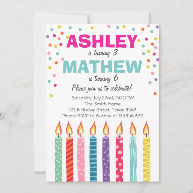 O convite de aniversário gêmeo comum junta duplo (Frente)