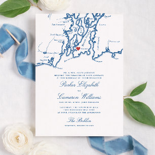 O Convite de Casamento Bohlin – Mapa de Newport RI