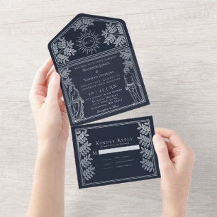 O Convite de casamento da placa de tarot prateada