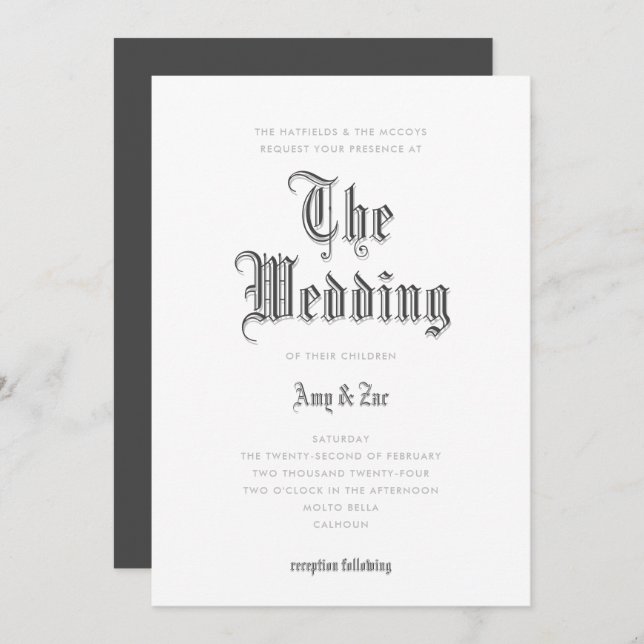 O Convite De Casamento De Blecha Negra (Frente/Verso)