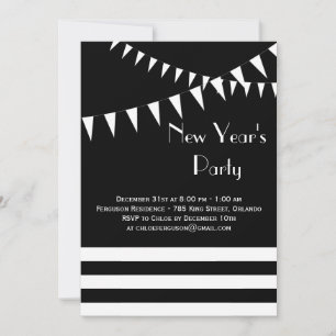 O convite de festas preto & branco de ano novo