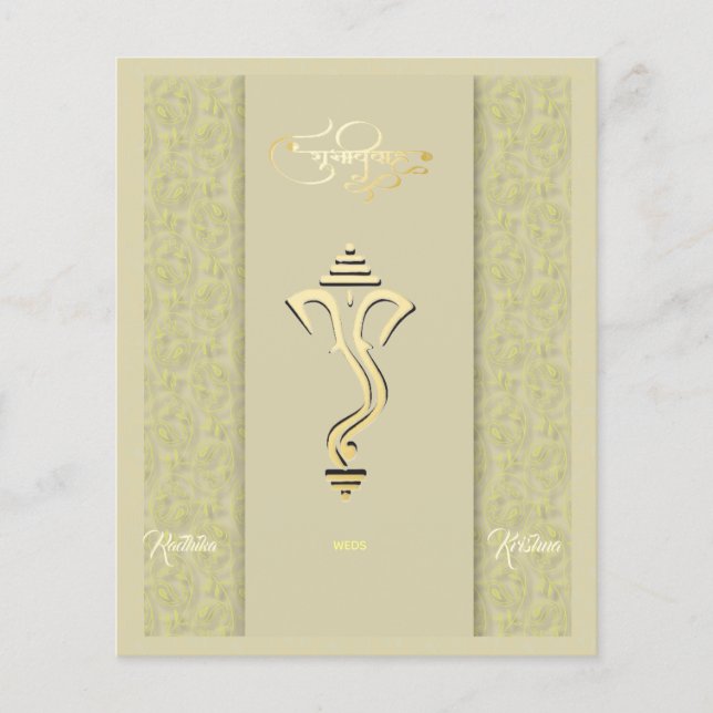 O convite de Ganesha para casamento hindu indiano (Frente)