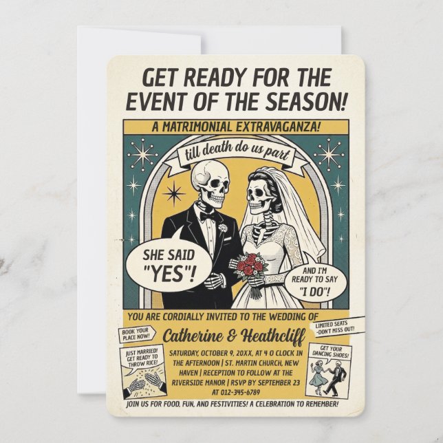 O Convite do Comicon Wedding Gazette (Frente)