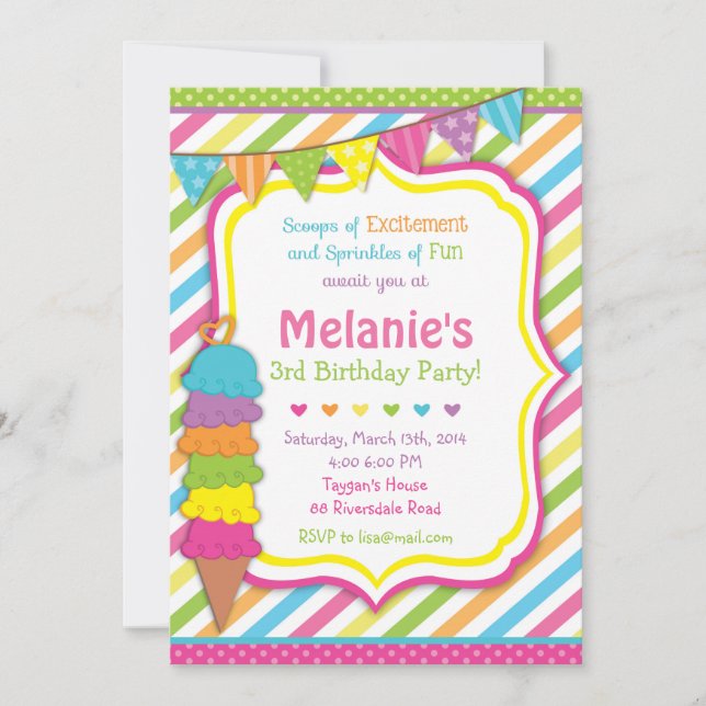 o convite do sorvete/sorvete convida (Frente)