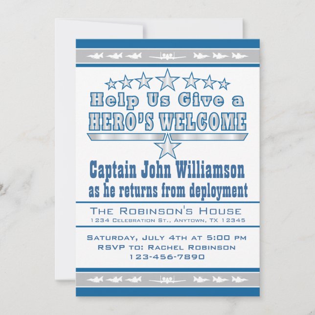 O convite Home bem-vindo do herói da força aérea (Frente)