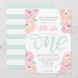 O convite para a flor da primeiro aniversario da m
