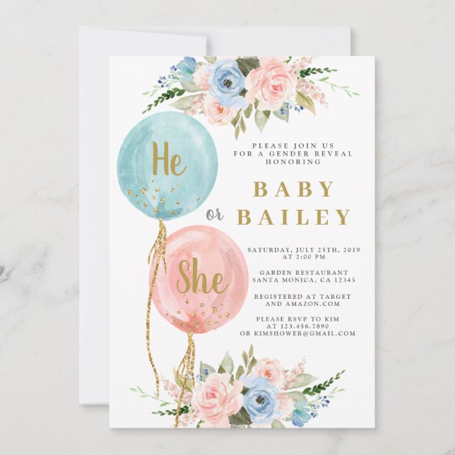 O convite para a Revelação de Gênero (Frente)