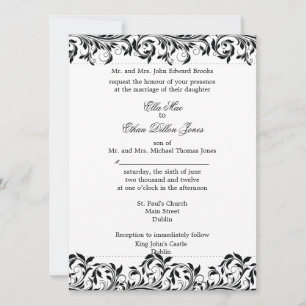 O convite para casamento de Sarah Jane em preto e 