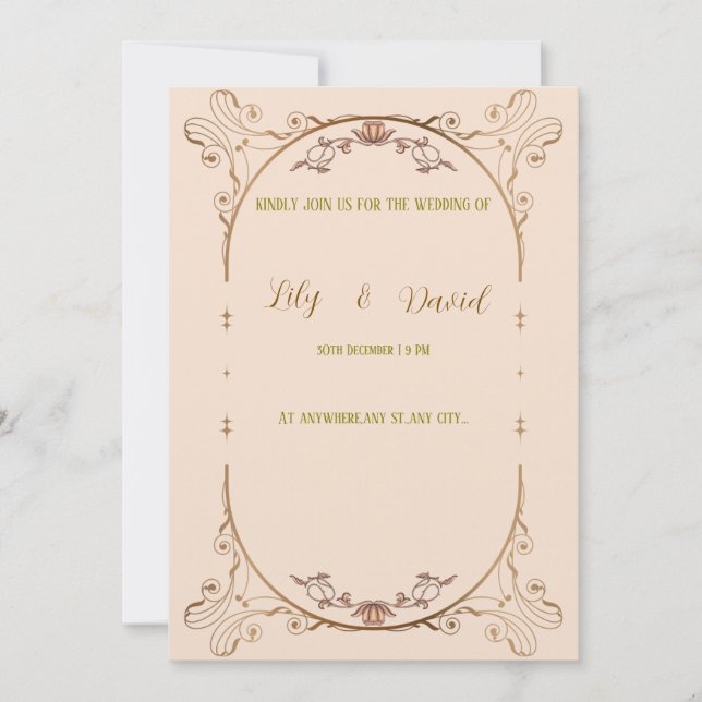 O convite para casamento na fronteira do Art Nouve (Frente)